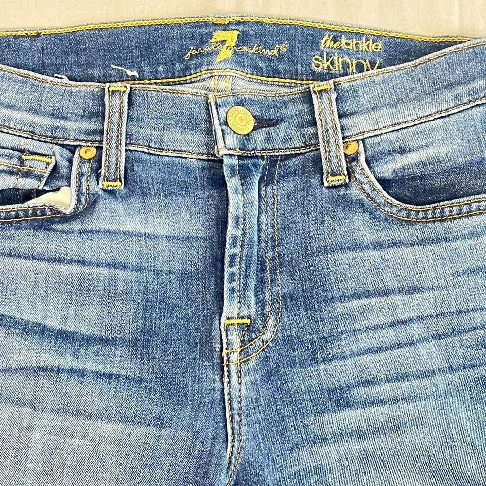 7 For All Mankind The Ankle Skinny‎ Jeans Womens 25 Blue Denim Cotton Stretch